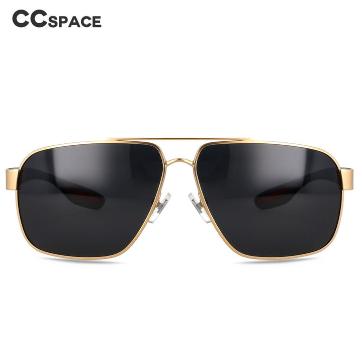 CCspace Men's Full Rim Square Double Bridge Alloy Polarized Sunglasses 56362 Sunglasses CCspace Sunglasses
