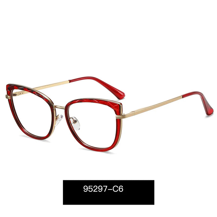Handoer Women's Full Rim Square Cat Eye Tr 90 Alloy Eyeglasses 95297