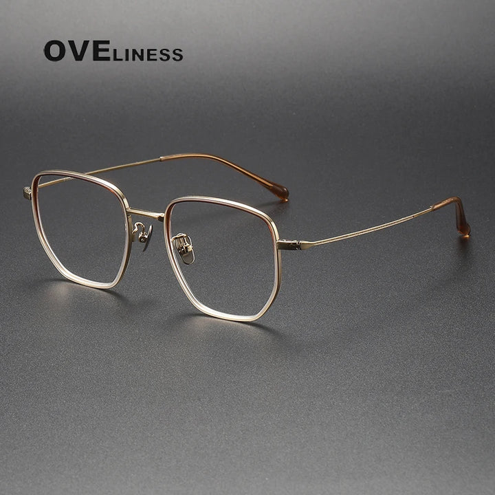 Oveliness Women's Full Rim Polygon Square Acetate Titanium Eyeglasses 928512
