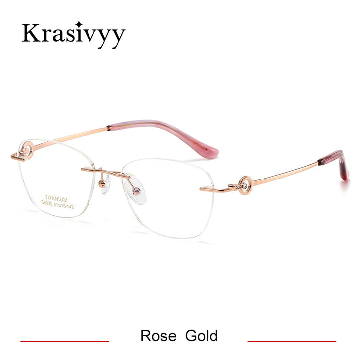 Krasivyy Women's Rimless Polygon Oval Titanium Eyeglasses 96009
