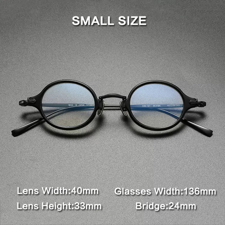 Gatenac Unisex Full Rim Round Small Acetate Titanium Eyeglasses Gxyj890 Full Rim Gatenac Small Black