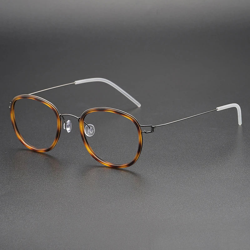 Black Mask Women's Full Rim Oval Screwless Titanium Acetate Eyeglasses 6611 Full Rim Black Mask Tortoise