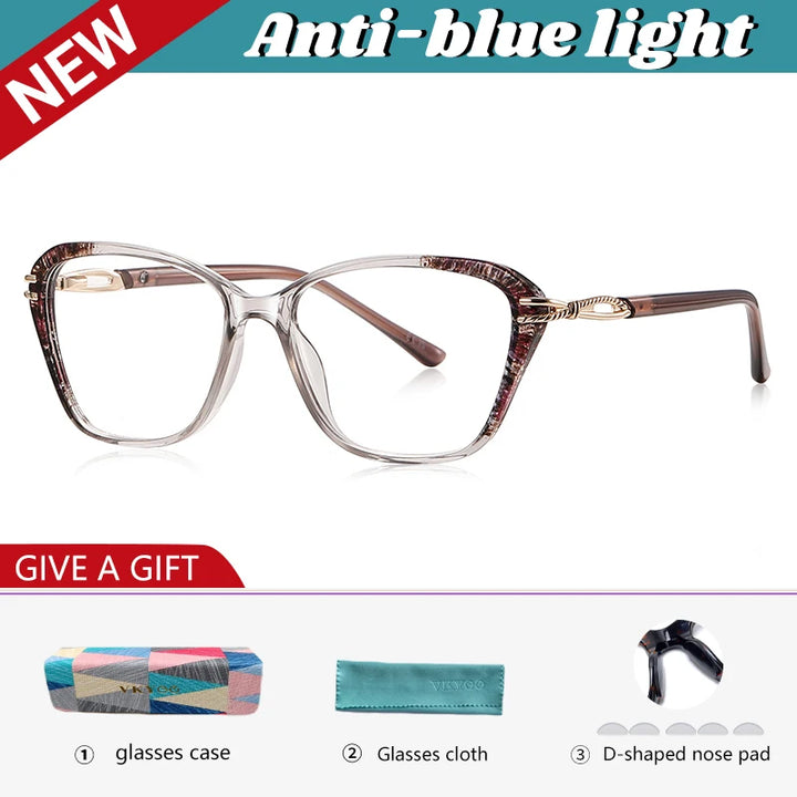 Vicky Women's Full Rim Polygon Square Tr 90 Alloy Reading Glasses 77237