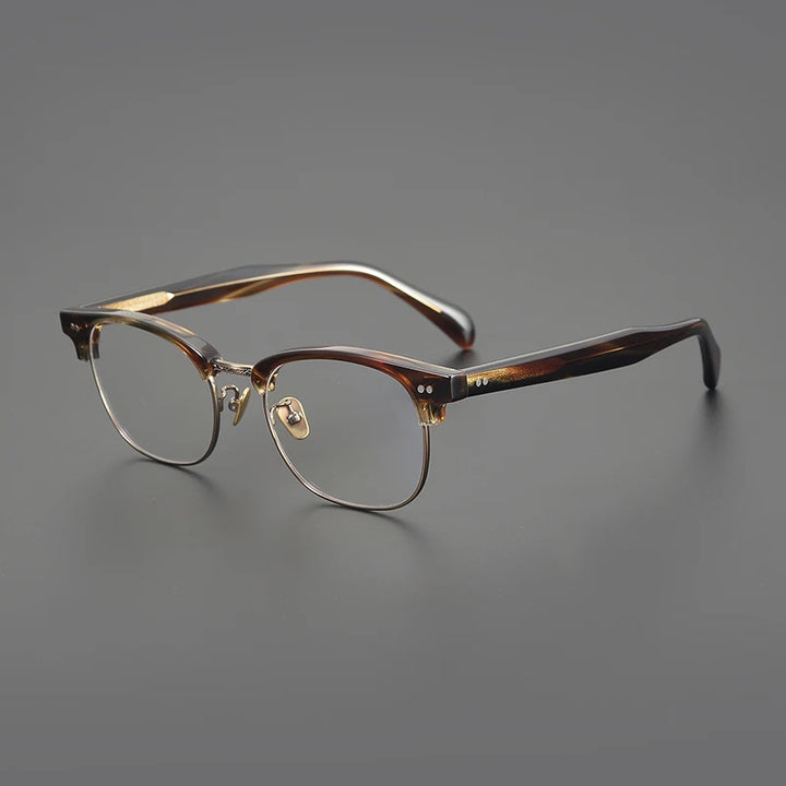 Black Mask Unisex Full Rim Big Square Titanium Acetate Eyeglasses 91109