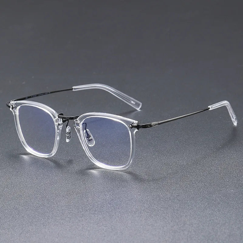 Black Mask Unisex Full Rim Square Titanium Acetate Eyeglasses G806 Full Rim Black Mask Transparent