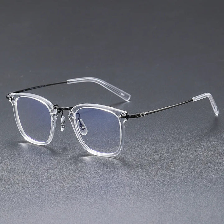 Black Mask Unisex Full Rim Square Titanium Acetate Eyeglasses G806 Full Rim Black Mask Transparent