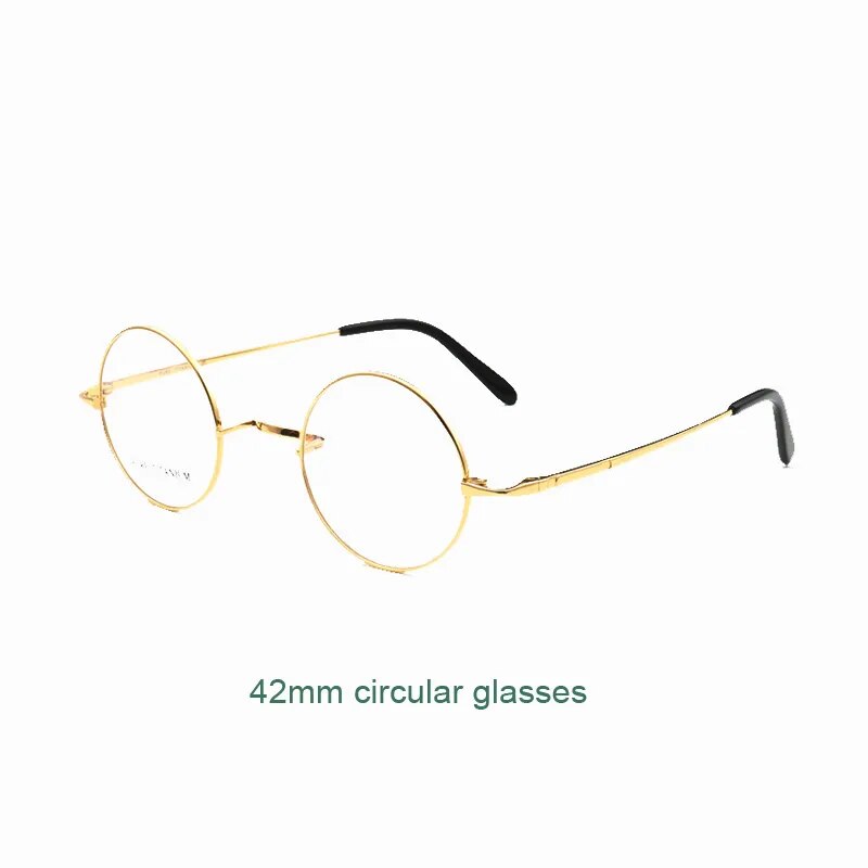 Yujo Unisex Full Rim Small Round Titanium 42mm Eyeglasses Full Rim Yujo