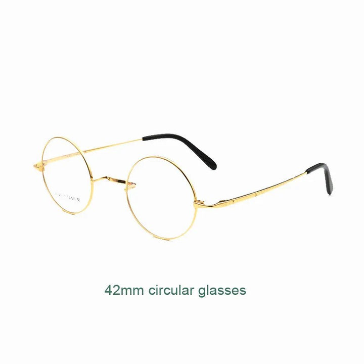 Yujo Unisex Full Rim Small Round Titanium 42mm Eyeglasses Full Rim Yujo