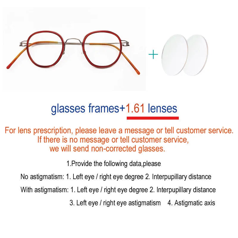 Yujo Unisex Full Rim Polygon Steel Acetate Custom Eyeglasses 614150