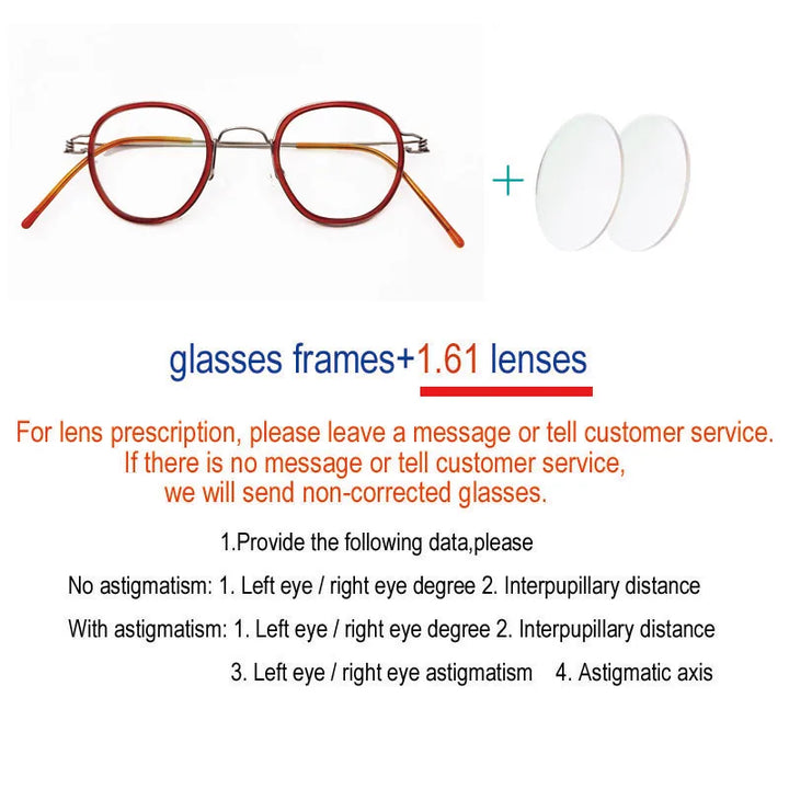 Yujo Unisex Full Rim Polygon Steel Acetate Custom Eyeglasses 614150
