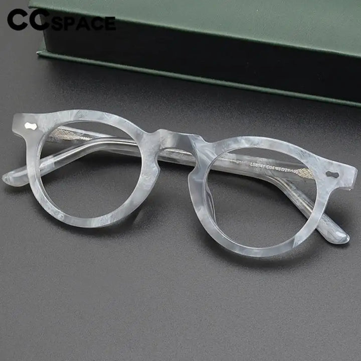 CCspace Unisex Full Rim Round Acetate Eyeglasses 57331 Full Rim CCspace