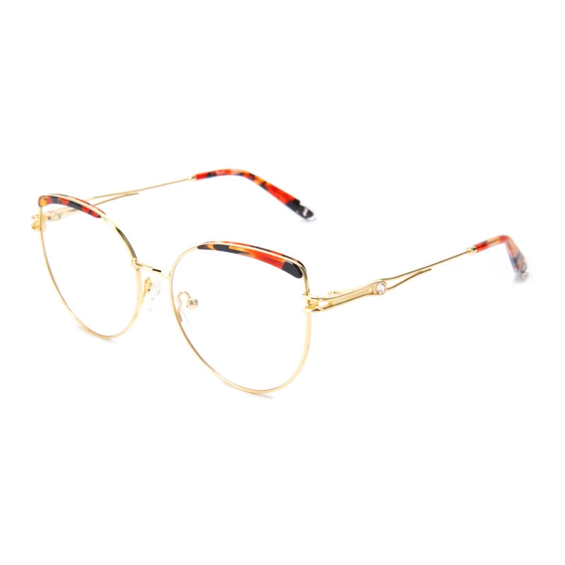 Vicky Women's Full Rim Round Cat Eye Stainless Steel Acetate Reading Glasses 7352 Reading Glasses Vicky