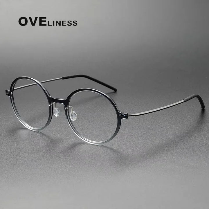 Oveliness Women's Full Rim Round Acetate Titanium Eyeglasses 26523