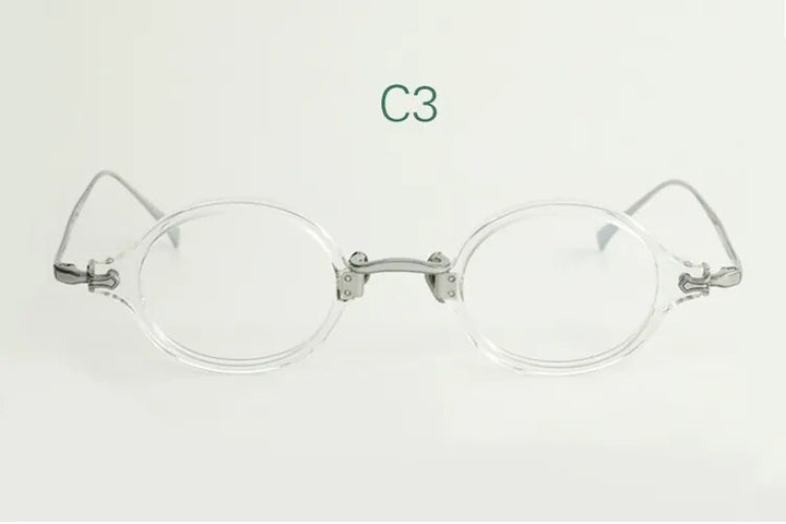 Yujo Unisex Full Rim Small Oval Acetate Titanium Eyeglasses Or Sunglasses 3740 Full Rim Yujo C3 China 