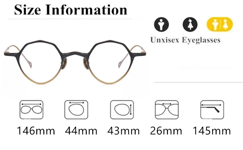 Aimee Unisex Full Rim Polygon Round Titanium Eyeglasses 5973 Full Rim Aimee