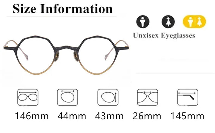 Aimee Unisex Full Rim Polygon Round Titanium Eyeglasses 5973 Full Rim Aimee