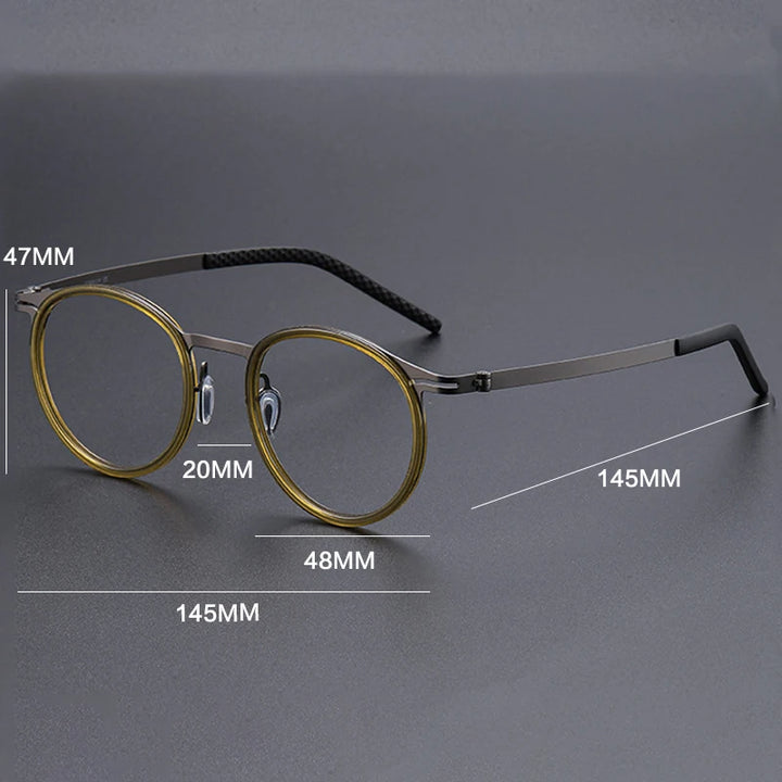 Gatenac Unisex Full Rim Round Titanium Acetate Reading Glasses G698010