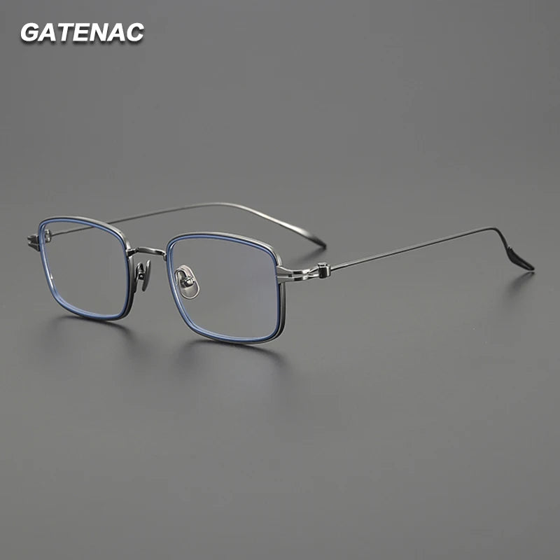 Gatenac Unisex Full Rim Square Acetate Titanium Eyeglasses Gxyj1571