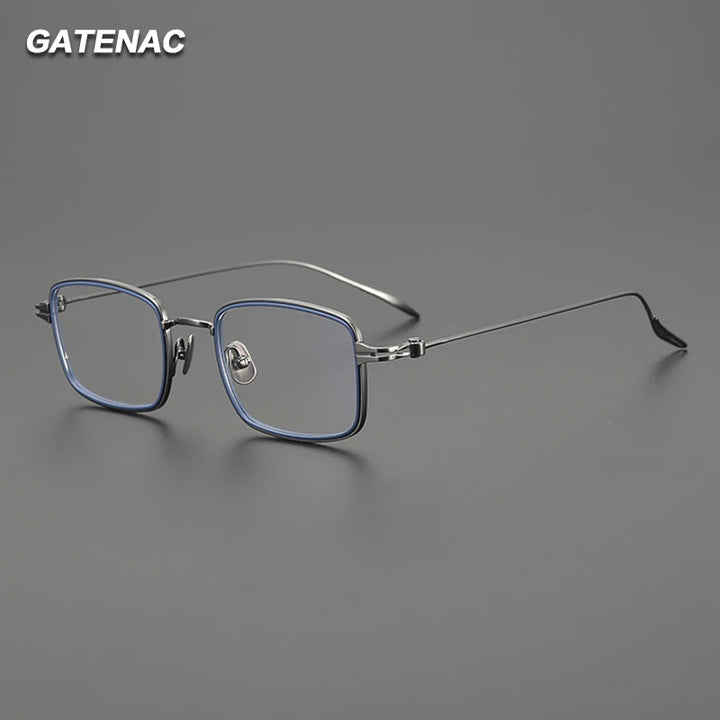 Gatenac Unisex Full Rim Square Acetate Titanium Eyeglasses Gxyj1571
