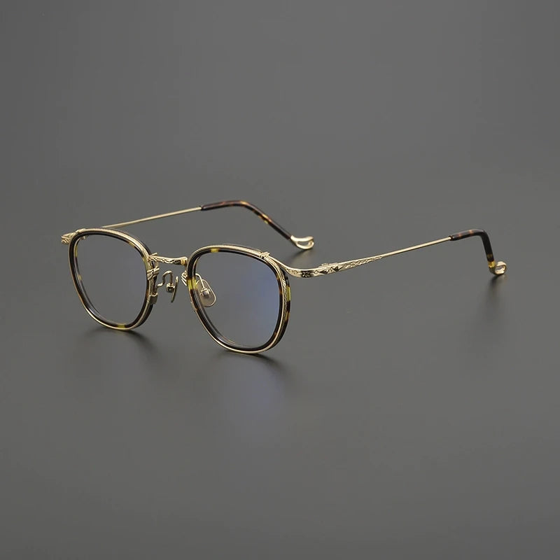 Gatenac Unisex Full Rim Big Square Acetate Titanium Eyeglasses G9016