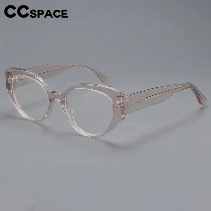 CCspace Unisex Full Rim Cat Eye Acetate Titanium Eyeglasses 57203 Full Rim CCspace