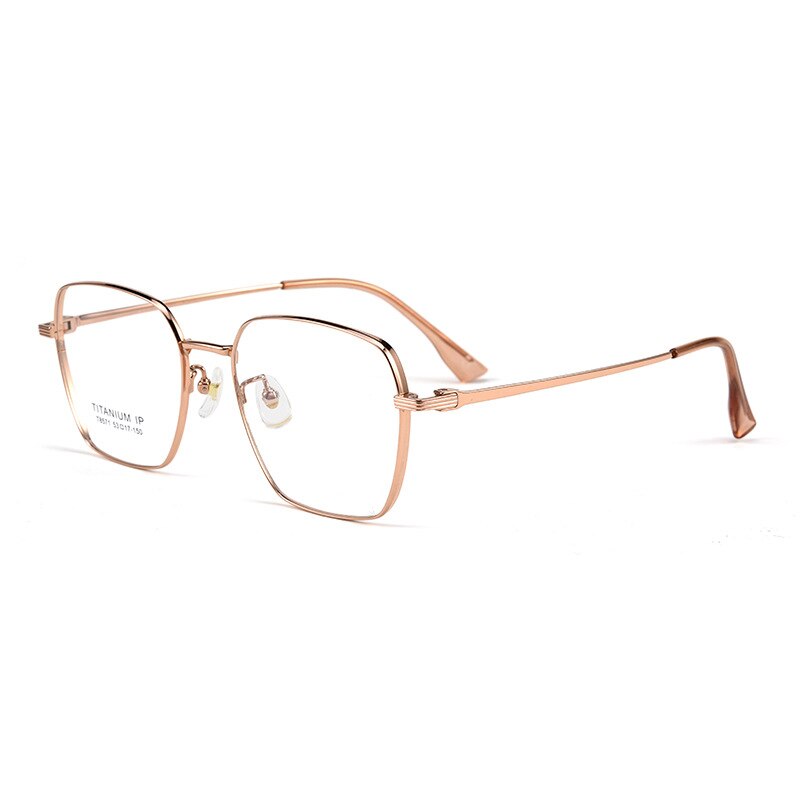 KatKani Unisex Full Rim Square Polygon Titanium Eyeglasses 8571t Full Rim KatKani Eyeglasses Rose Gold  