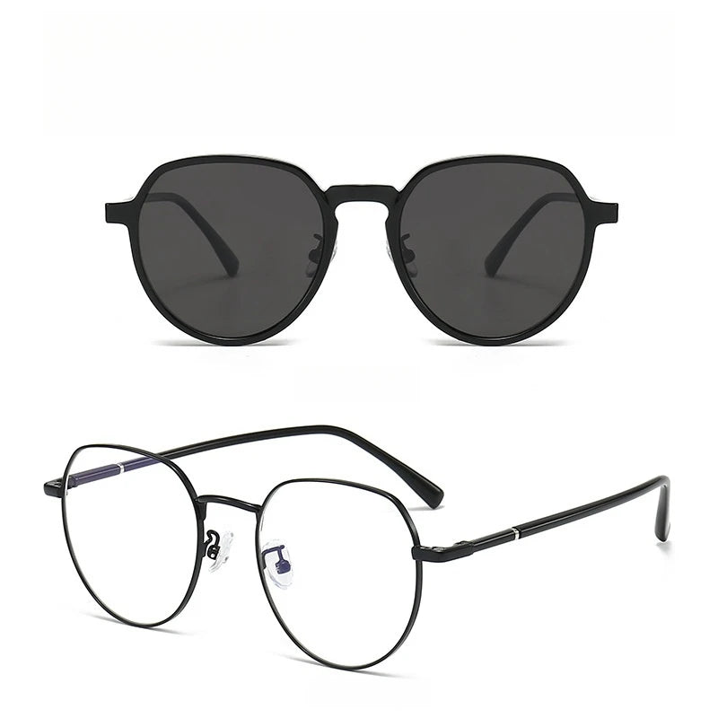 Yimaruili Women's Full Rim Polygonal Tr 90 Alloy Eyeglasses Clip On Sunglasses 81001