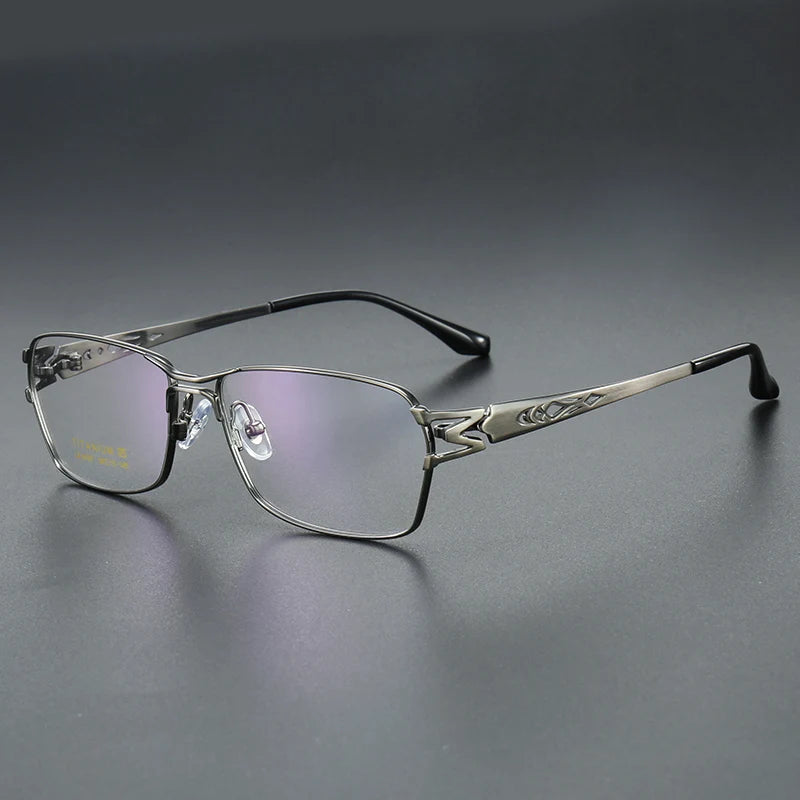 Muzz Men's Full Rim Square Double Bridge Titanium Acetate Eyeglasses 46197