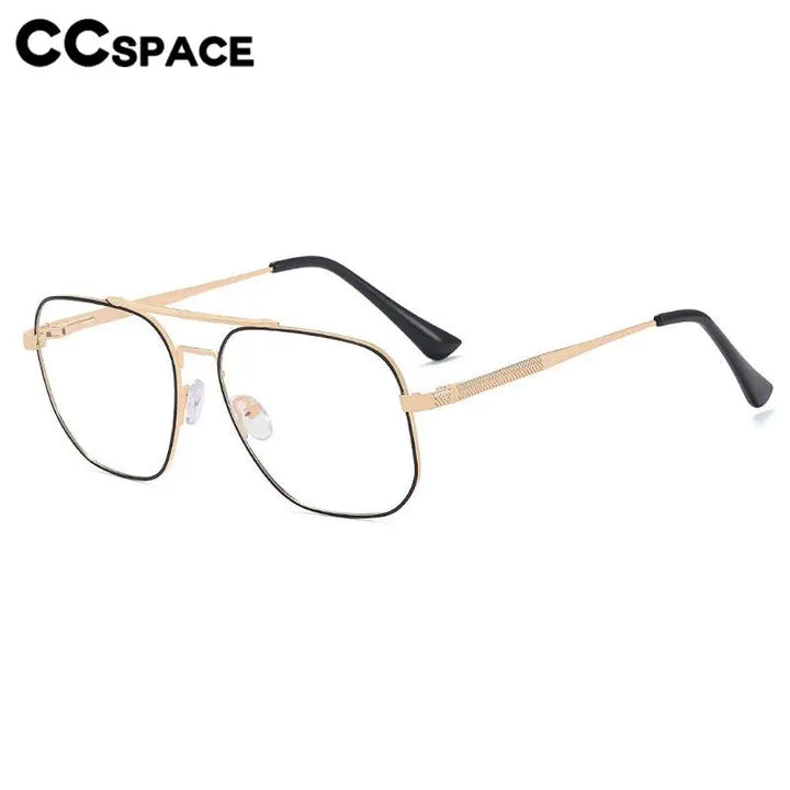 CCspace Unisex Full Rim Large Square Double Bridge Alloy Eyeglasses 57238 Full Rim CCspace