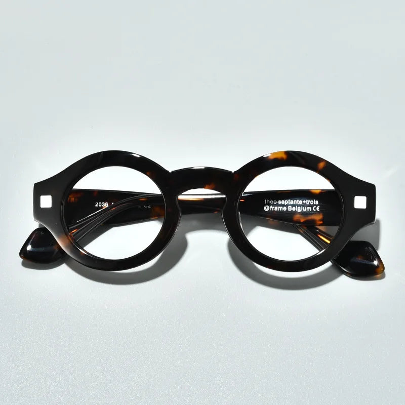 Black Mask Unisex Full Rim Round Acetate Eyeglasses L2036 Full Rim Black Mask