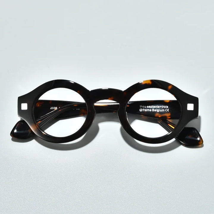 Black Mask Unisex Full Rim Round Acetate Eyeglasses L2036 Full Rim Black Mask