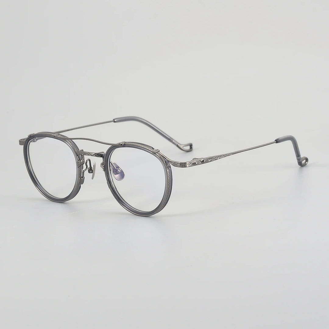 Muzz Unisex Full Rim Oval Double Bridge Titanium Acetate Eyeglasses 54915