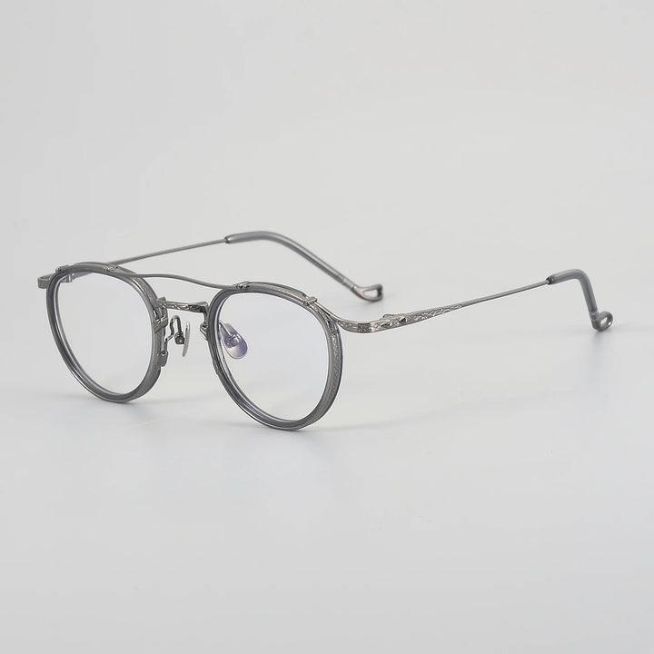 Muzz Unisex Full Rim Oval Double Bridge Titanium Acetate Eyeglasses 54915