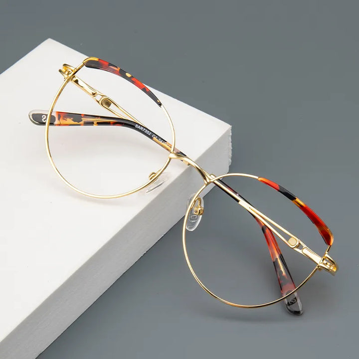 Vicky Women's Full Rim Round Cat Eye Stainless Steel Acetate Reading Glasses 7352 Reading Glasses Vicky