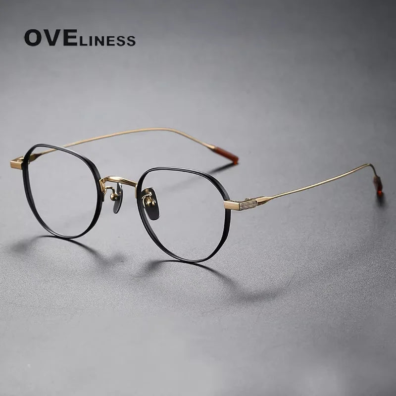 Oveliness Women's Full Rim Flat Top Round Titanium Eyeglasses 780803