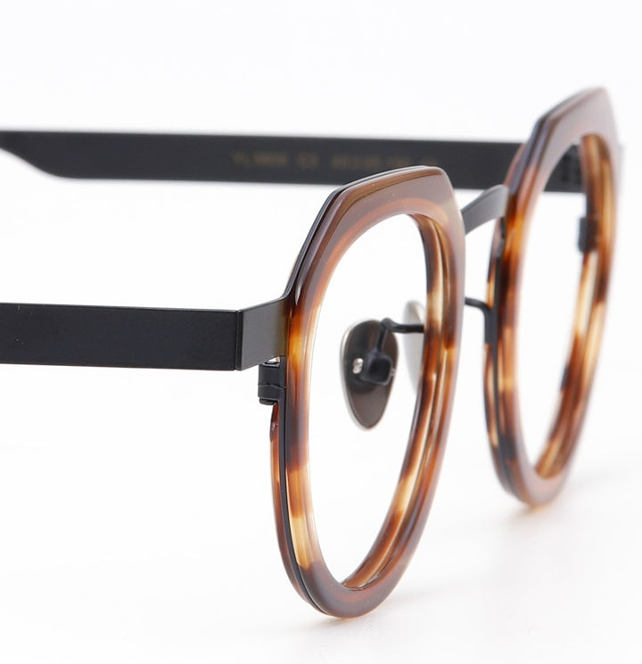 Muzz Men's Full Rim Square Acetate Titanium Alloy Eyeglasses 58081 Full Rim Muzz