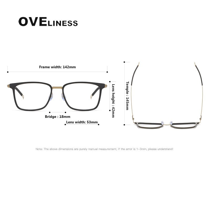 Oveliness Unisex Full Rim Square Screwless Titanium Eyeglasses 8202305 Full Rim Oveliness