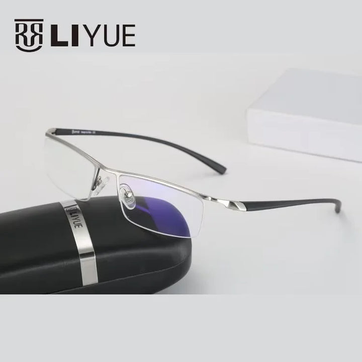 Oveliness Men's Semi Rim Square Brow Line Alloy Eyeglasses 78199 Semi Rim Oveliness silver
