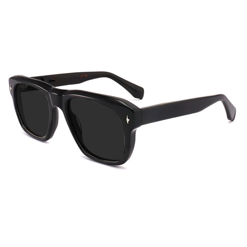 Gatenac Unisex Full Rim Square Polarized Acetate Sunglasses Mo16 Sunglasses Gatenac Black Turtle Gray