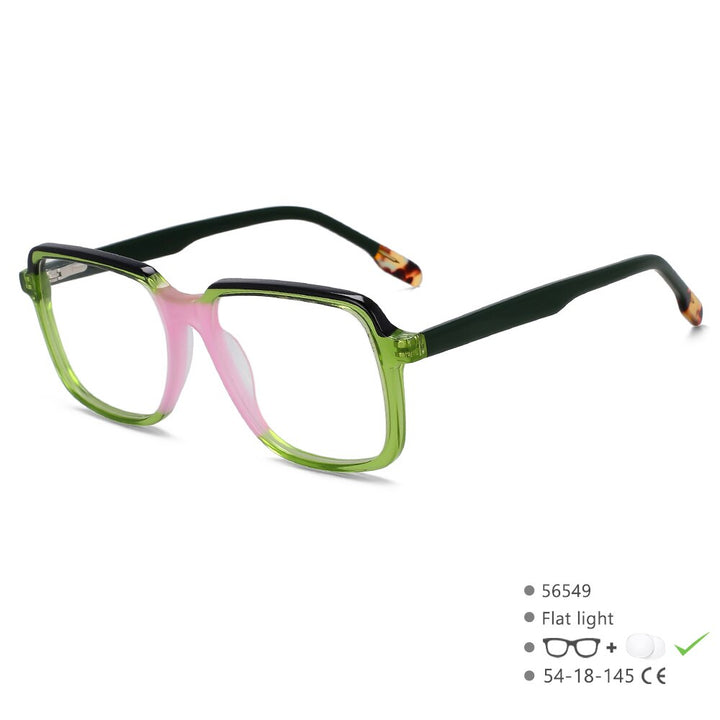 CCspace Unisex Full Rim Square Acetate Eyeglasses 56549 Full Rim CCspace C3BlackGreen