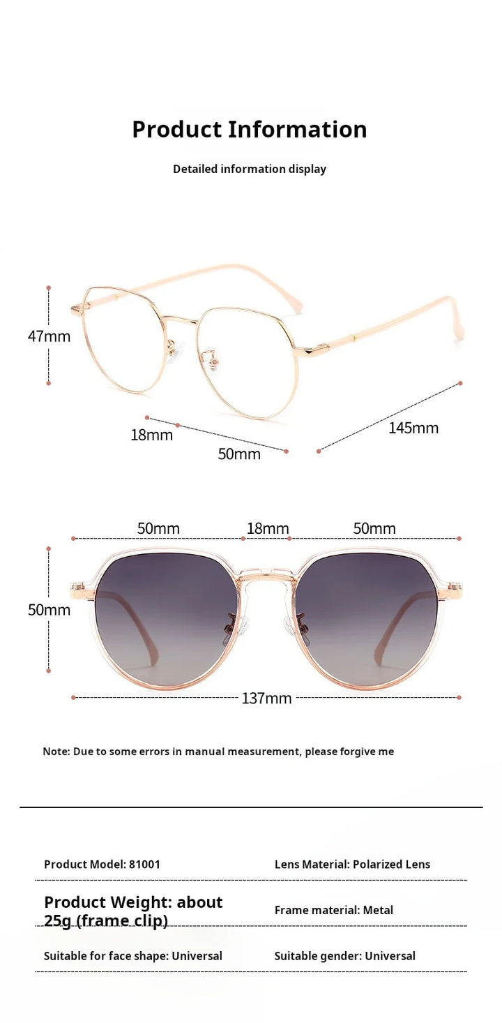 Yimaruili Women's Full Rim Polygonal Tr 90 Alloy Eyeglasses Clip On Sunglasses 81001