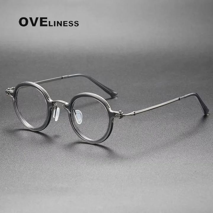 Oveliness Unisex Full Rim Round Acetate Titanium Eyeglasses 75899