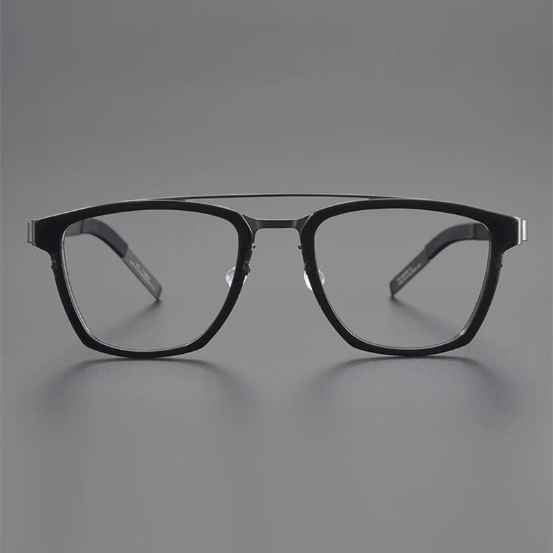 Black Mask Unisex Full Rim Double Bridge Titanium Square Eyeglasses 4507 Full Rim Black Mask