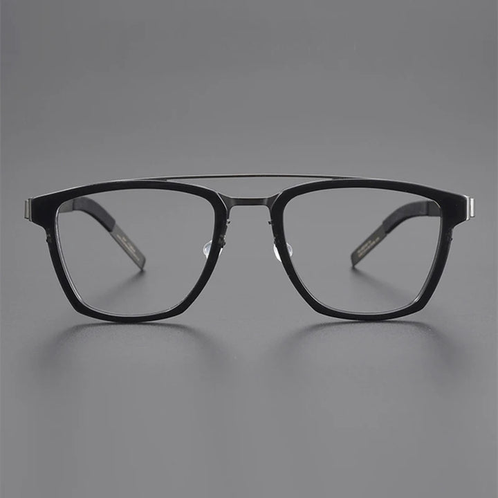 Black Mask Unisex Full Rim Double Bridge Titanium Square Eyeglasses 4507 Full Rim Black Mask
