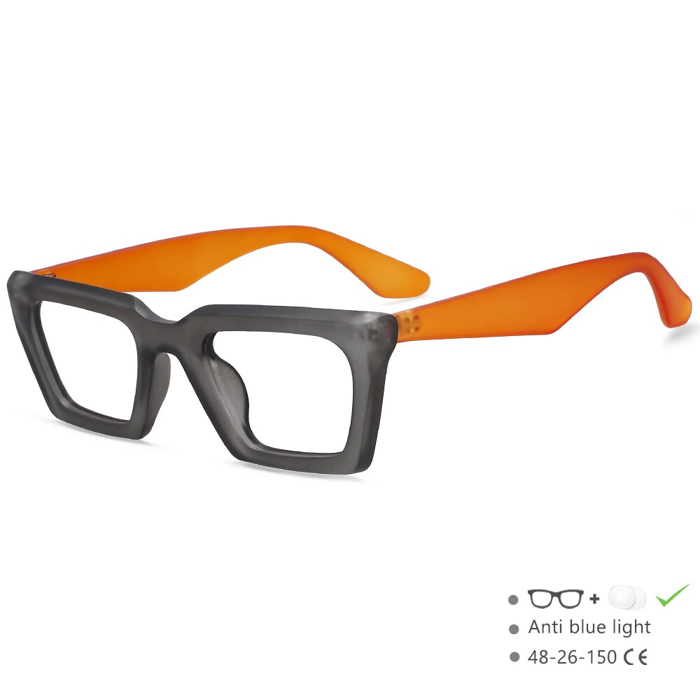 CCspace Unisex Full Rim Square Cat Eye Tr 90 Eyeglasses 55871 Full Rim CCspace GrayClear China