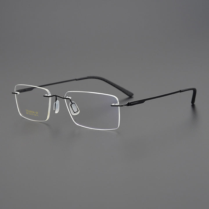Bclear Unisex Rimless Square Titanium Eyeglasses My9911 Rimless Bclear