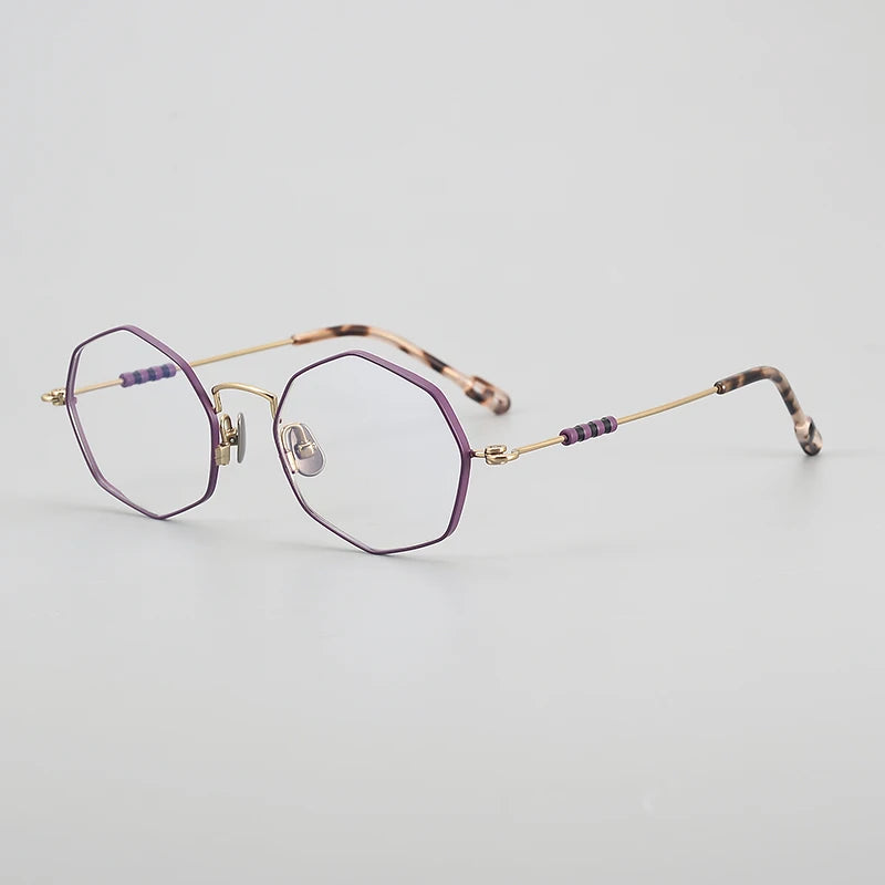 Muzz Women's Full Rim Polygon Round Titanium Eyeglasses 30213 Full Rim Muzz C3