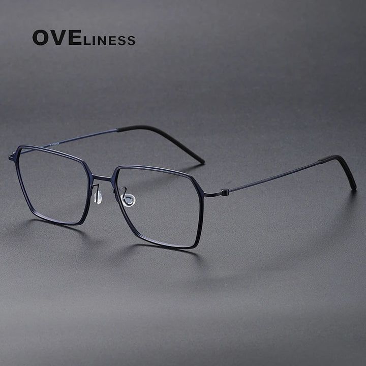 Oveliness Unisex Full RIm Polygon Screwless Titanium Eyeglasses 5514 Full Rim Oveliness blue