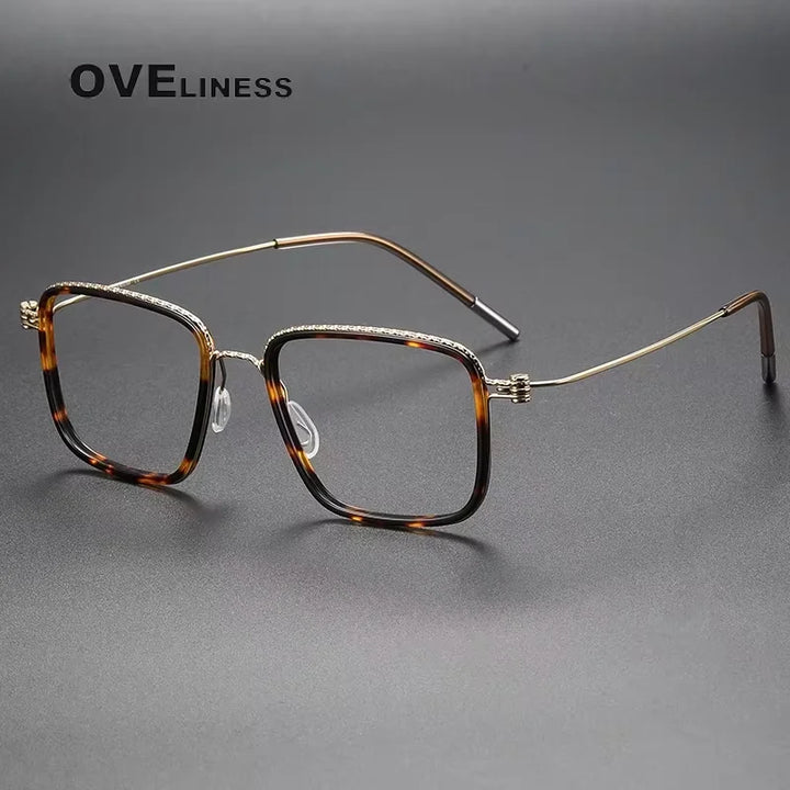 Oveliness Unisex Full Rim Square Acetate Titanium Eyeglasses 80899