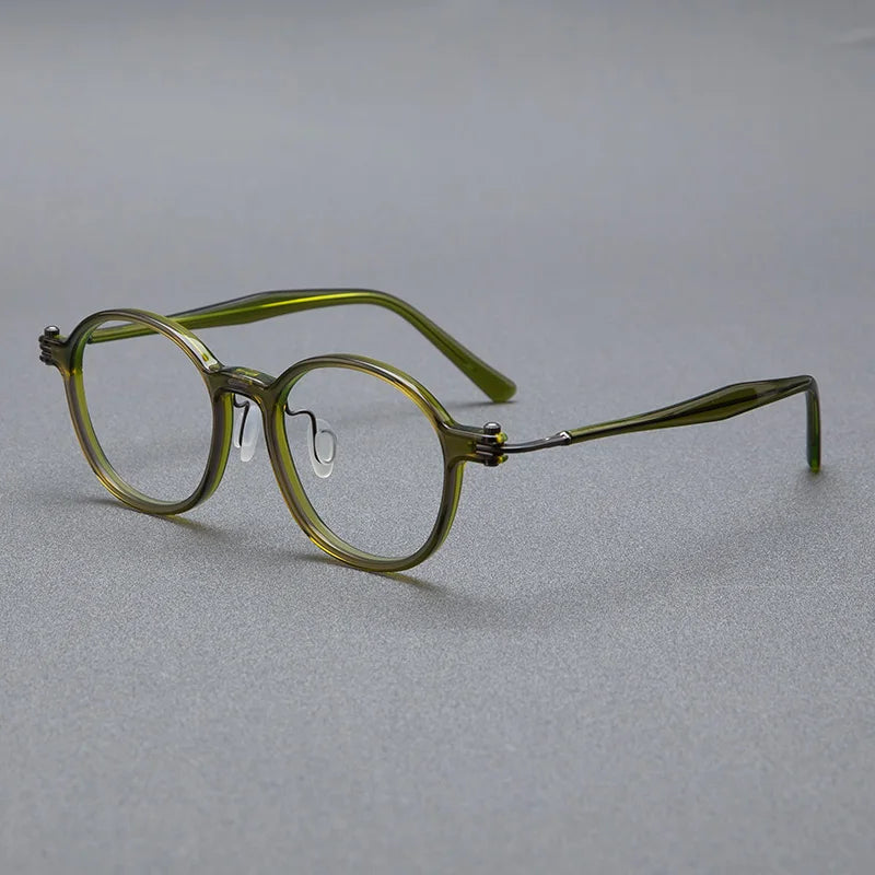 Black Mask Unisex Full Rim Oval Round Titanium Acetate Eyeglasses 65883